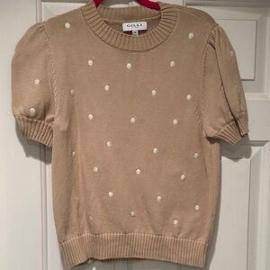 Gilli medium Tan Polka Dot Knit Sweater. Like new